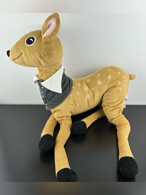 IKEA Sotnos Large Deer Fawn Collar Stuffed Animal Toy Brown 23x16" Plush